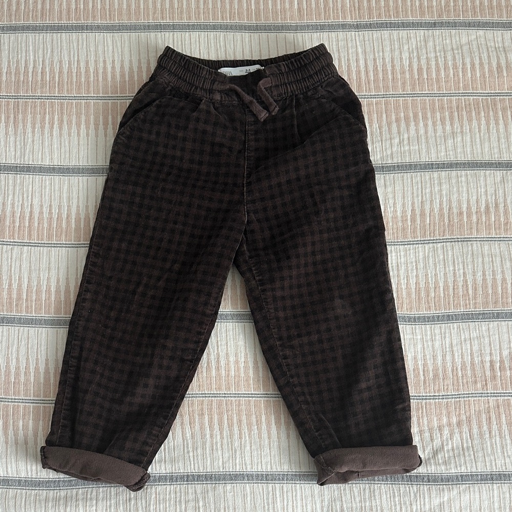 Zara Kids Brown Checkered Pants